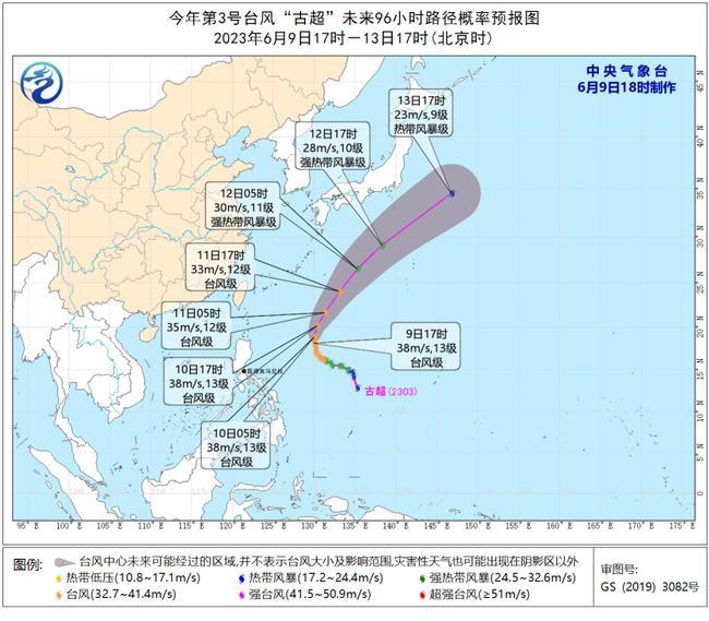 2023年第3号台风“古超”位于西北太平洋洋面上 将缓慢向偏北方向移动                    