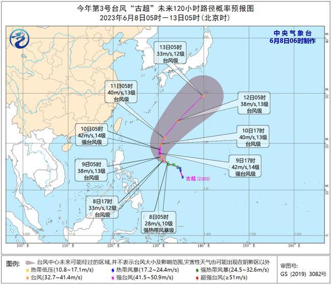 2023年第3号台风最新消息 3号台风“古超”向西北方向移动最强可达强台风级                    