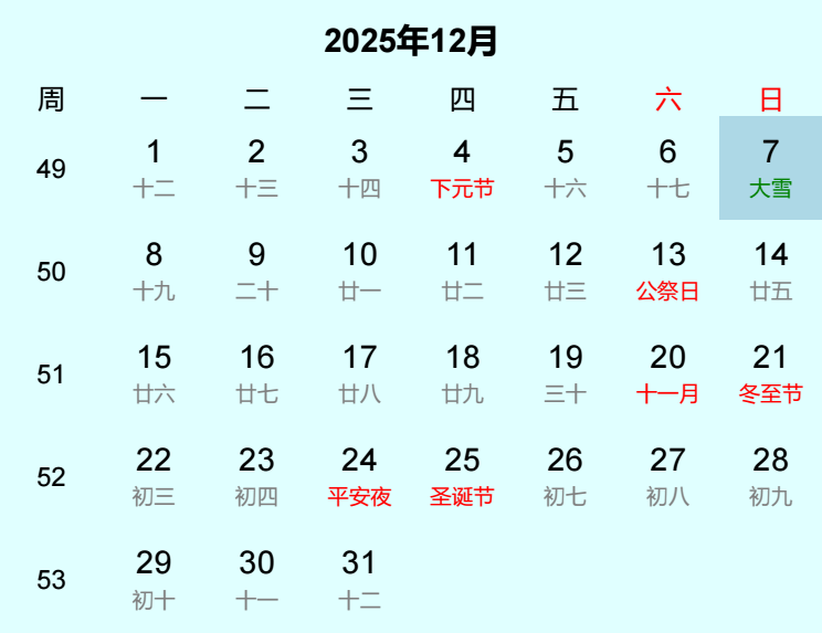 2025年大雪是几月几日